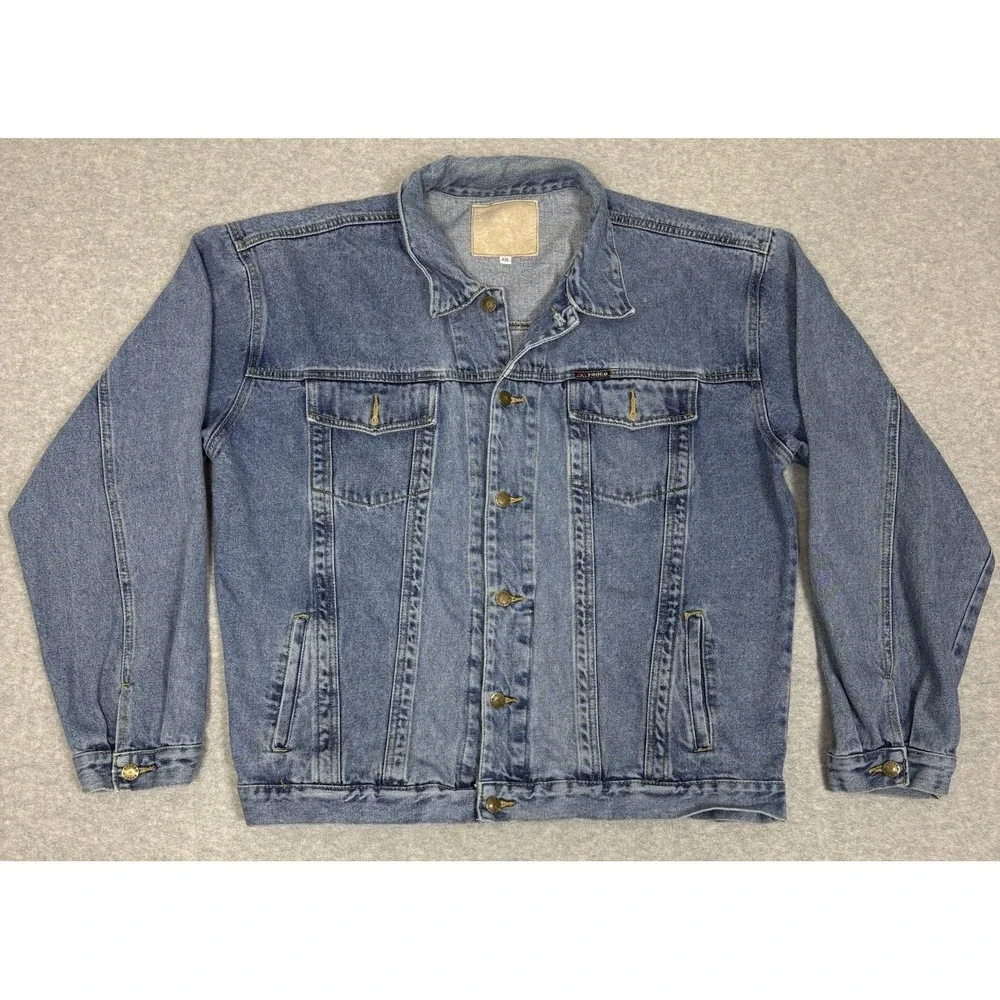 Vintage Ayadco Denim Trucker Jacket Mens XXL Blue 100% Cotton Jean Coat Workwear